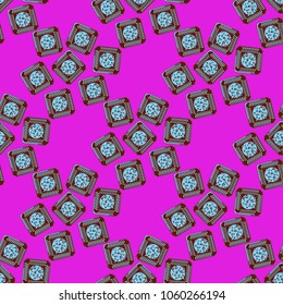 Doodle bisquit cookie or cracker background. Cookie seamless pattern