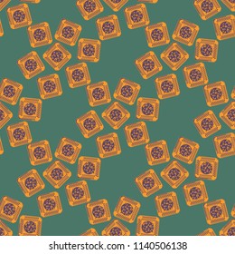 Doodle bisquit cookie or cracker background. Cookie seamless pattern