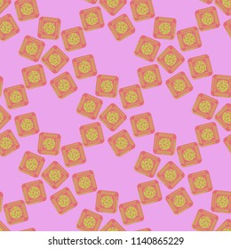 Doodle bisquit cookie or cracker background. Cookie seamless pattern