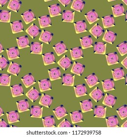 Doodle bisquit cookie or cracker background. Cookie seamless pattern