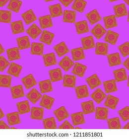 Doodle bisquit cookie or cracker background. Cookie seamless pattern