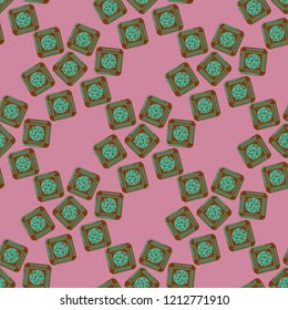 Doodle bisquit cookie or cracker background. Cookie seamless pattern