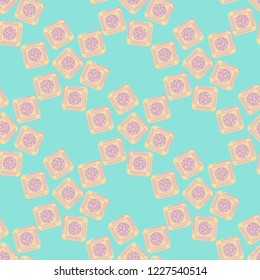 Doodle bisquit cookie or cracker background. Cookie seamless pattern