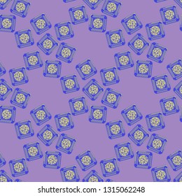 Doodle bisquit cookie or cracker background. Cookie seamless pattern