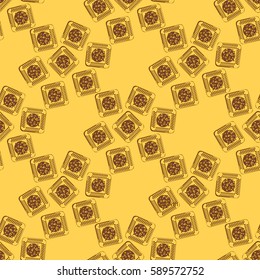 Doodle bisquit or cracker background. Cookie seamless pattern.