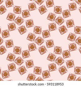 Doodle bisquit or cracker background. Cookie seamless pattern.