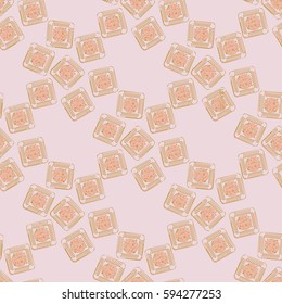 Doodle bisquit or cracker background. Cookie seamless pattern.
