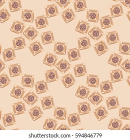 Doodle bisquit or cracker background. Cookie seamless pattern.