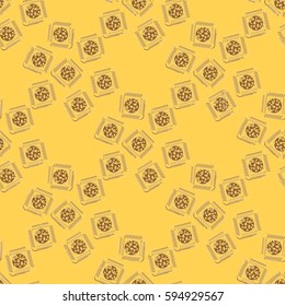 Doodle bisquit or cracker background. Cookie seamless pattern.