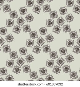 Doodle bisquit or cracker background. Cookie seamless pattern.