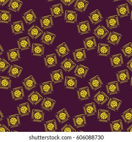 Doodle bisquit or cracker background. Cookie seamless pattern.