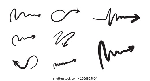 Doodle black arrows on the white background.