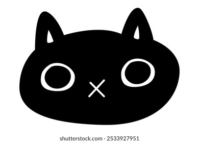 Doodle Black cat. Halloween cat character. Cartoon hand drawn trendy kitten. Stock vector illustration isolated on white background.