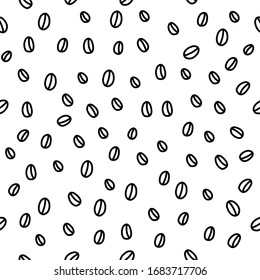 Doodle black coffee bean on white background 