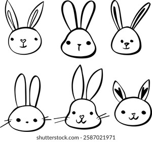doodle black easter bunnies drawing