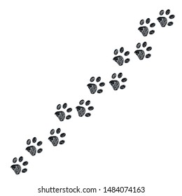 Doodle black paw print. Trace with dog, cat paw prints