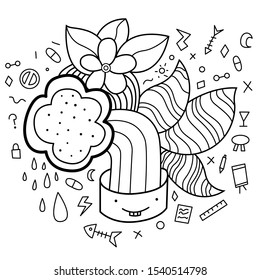 Doodle Black Shape. Miscellaneous Nature Concept.