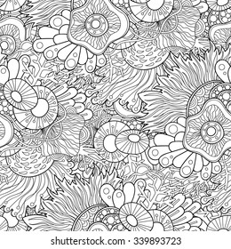 Hand Drawn Zentangle Floral Background Coloring Stock Vector (Royalty ...