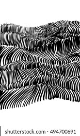 Doodle black and white abstract hand-drawn background. Abstract wavy