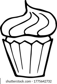 
Doodle, schwarz-weißer Kuchen, handgezeichnet