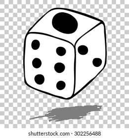 Doodle black and white Dice, at transparent effect background
