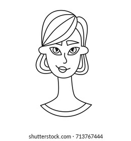 Doodle black and white girl woman female lady character cartoon portrait