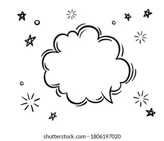 doodle black and white hand drawn sketch Speach bubbles. Vector line art illustration