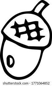 
Doodle black and white hand-drawn acorn illustration