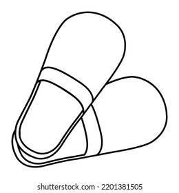 doodle black and white icon indoor slippers, sauna slippers 