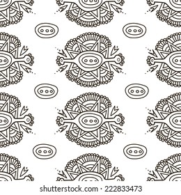 Doodle Black and White Lines Abstract Seamless Pattern
