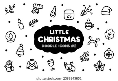 Doodle Black and White Little Christmas Icons Set No.2