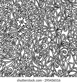 Doodle black and white monochrome vector background