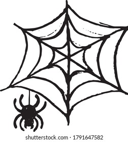 doodle black and white spider web