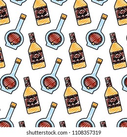doodle blanco tequila and coctail bottle background