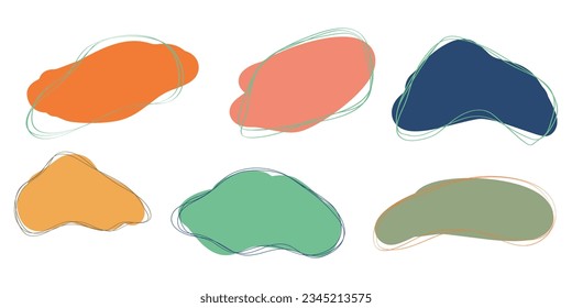 Doodle Blob shapes vector set. Organic abstract simple fluid splodge elemets. Abstract colorful trendy vector illustration. isolated on white background