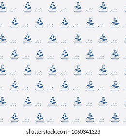 Doodle blue boat sailing pattern. A playful, modern, and flexible pattern for brand who has cute and fun style. Repeated pattern. Happy, bright, and nautical mood.