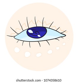 Doodle blue cartoon eye.