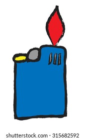 doodle blue cigarette lighter, vector illustration