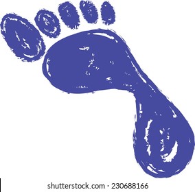 doodle blue grunge footprint vector