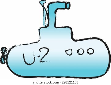doodle blue submarine