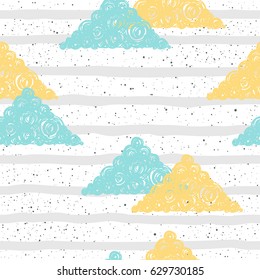 Doodle blue and yellow colored seamless pattern background. Abstract handmade pattern for card, invitation, wallpaper, album, scrapbook, holiday wrapping paper, textile fabric, garment, t-shirt etc