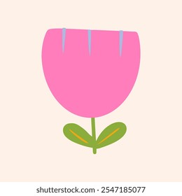 Doodle bluebell flower, tulip. Flowering bulb plantswith bright and colorful flowers. Illustration in minimalistic style. 