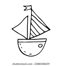 Doodle boat line art style hand drawn vector illustration