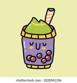 Doodle of Boba bubble tea drink. Can use for sticker etc