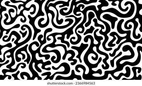 doodle bold lines background. Organic hand drawn circular lines. Wavy brush strokes. Hand drawn black vector swirls. anstract doodle background.