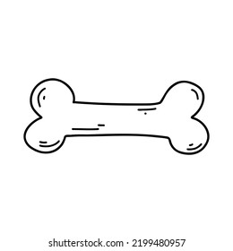 Hueso de garabatos, elemento de Halloween, comida para perros. Ilustración de esbozo vectorial, arte de línea para diseño web, icono, impresión, página de color