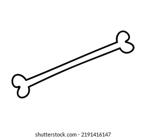 Doodle bone isolated. Hand drawn outline bone clip art. Vector halloween illustration