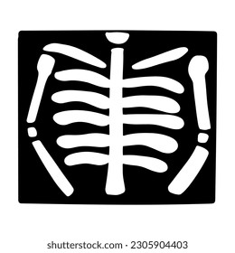 doodle of bone , simple drawing of spine,  vector of bone, x-ray hand drawing