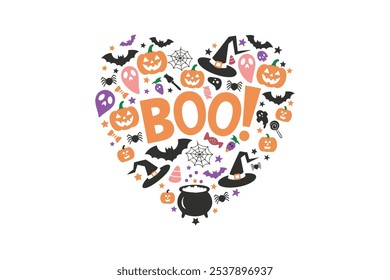 Doodle Boo Halloween T Shirt design