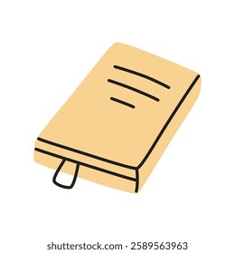 Doodle book with bookmark icon hand drawn in a modern minimalistic style